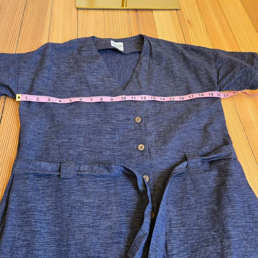 People Tree Dark Indigo Organic Cotton Belted Midi Dress US 6 Boho Sustainable - Picture 14 of 16